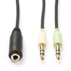 3.5 mm jack splitterkabel | Goobay | 0.4 m (4-pin, Stereo)