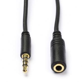 Goobay 3.5 mm jack verlengkabel | Goobay | 5 meter (4-polig, Stereo, Verguld, 100% koper, Zwart) 62481 K010412097 - 1
