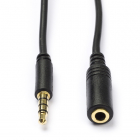 3.5 mm jack verlengkabel | Goobay | 5 meter (4-polig, Stereo, Verguld, 100% koper, Zwart)