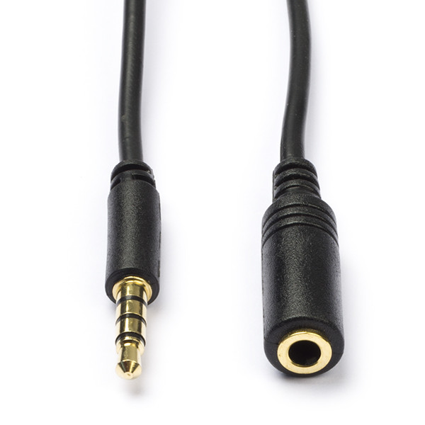 Goobay 3.5 mm jack verlengkabel | V ↔ M | Goobay | 0.5 meter (Stereo, Verguld, 100% koper, 4-polig, Zwart) 62476 K010412092 - 1