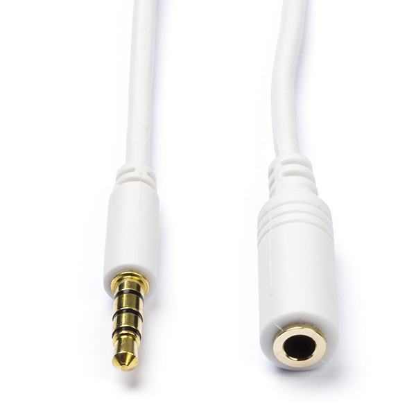 Goobay 3.5 mm jack verlengkabel | V ↔ M | Goobay | 3 meter (Stereo, Verguld, 100% koper, 4-polig, Wit) 62363 K010412090 - 1