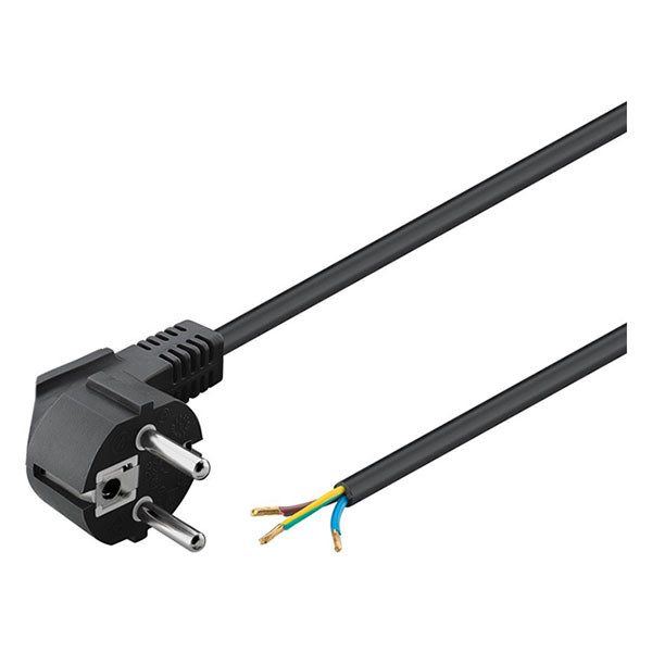 Goobay 93313 Gehoekte stroomkabel/open kabeluiteinden & geperste adereindhulzen / 90 graden geaarde stekker/universeel netsnoer/wit / 5 m