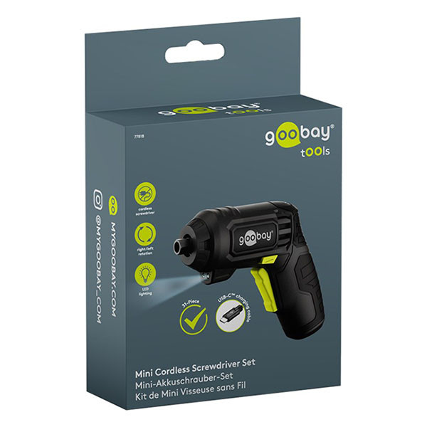 Goobay Accu schroevendraaier | Goobay (5V, Ingebouwde accu, Incl. 28 bits) 77818 K180108129 - 3