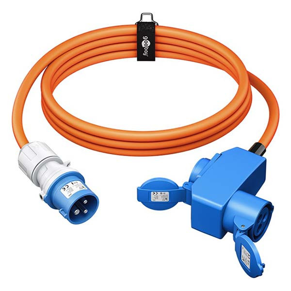 Goobay CEE verloopkabel | Goobay | 1.5 meter (16A, 230V, 3x2.5mm², IP44, CEE naar CEE en schuko contrastekker, 90°) 76232 K010806275 - 1