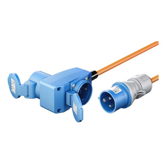 Goobay CEE verloopkabel | Goobay | 1.5 meter (16A, 230V, 3x2.5mm², IP44, CEE naar CEE en schuko contrastekker, 90°) 76232 K010806275 - 2