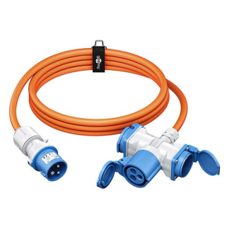 Goobay CEE verloopkabel | Goobay | 5 meter (16A, 230V, IP44, CEE naar 1x CEE-koppeling en 2x veiligheidskoppeling) 76265 K010806266 - 1