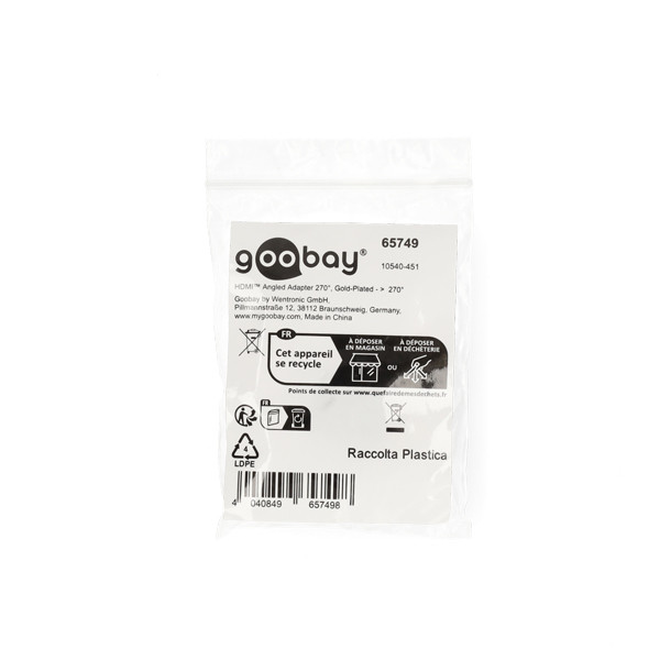 Goobay HDMI adapter | Goobay | Verticaal (8K@60Hz, 270°, Verguld) 65749 K010214352 - 3