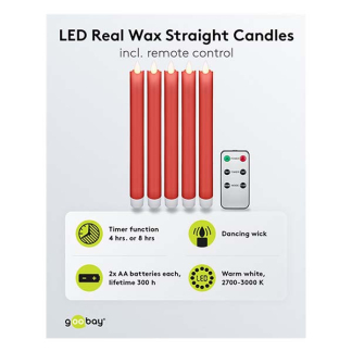 Goobay Led dinerkaars | Goobay | 24 cm | 5 stuks (Batterijen, Bewegende vlam, Rood) 53943 K170103338 - 5