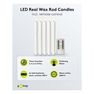 Goobay Led dinerkaars | Goobay | 25 cm | 5 stuks (Batterijen, Bewegende vlam, Wit) 77750 K170103337 - 5