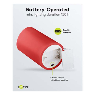Goobay Led kaars | Goobay | 7.5 x 10 cm | 4 stuks (Batterij, Timer, Rood) 77749 K170103340 - 3