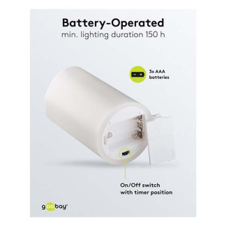 Goobay Led kaars | Goobay | 7.5 x 10 cm | 4 stuks (Batterij, Timer, Wit) 77780 K170103339 - 3