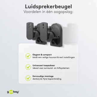 Goobay Luidspreker muurbeugel | Goobay | 2 stuks (Universeel, Zwenk- en kantelbaar, Staal, Max. 3.5 kg, Zwart) 49393 K101501157 - 7