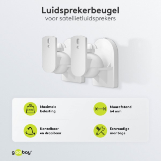 Goobay Luidspreker muurbeugel | Goobay | 2 stuks (Universeel, Zwenk en kantelbaar, Max. 3.5 kg, Wit) 49394 K101501158 - 3