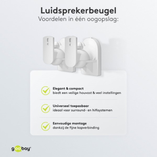 Goobay Luidspreker muurbeugel | Goobay | 2 stuks (Universeel, Zwenk en kantelbaar, Max. 3.5 kg, Wit) 49394 K101501158 - 6