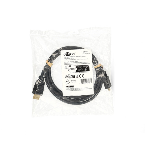 Goobay Micro HDMI naar HDMI kabel | Goobay | 1.5 meter (4K@60Hz, Verguld) 53784 K010214381 - 3
