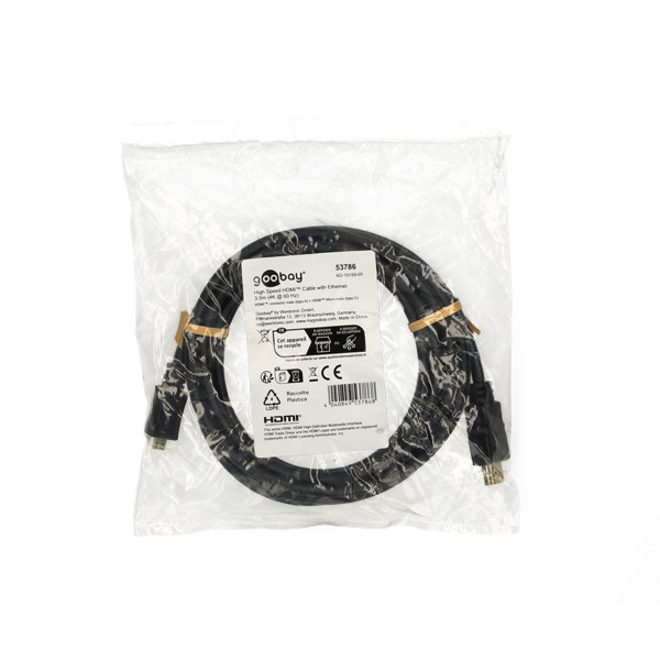 Goobay Micro HDMI naar HDMI kabel | Goobay | 3 meter (4K@60Hz, Verguld) 53786 K010214383 - 3