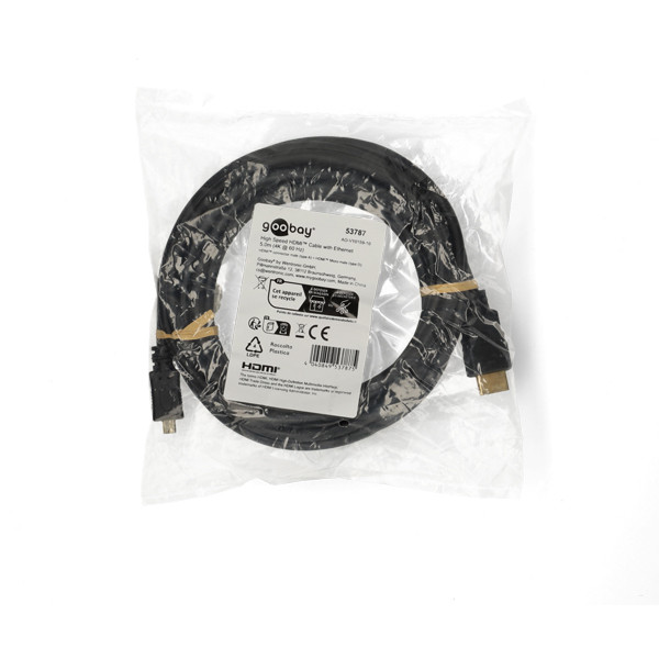 Goobay Micro HDMI naar HDMI kabel | Goobay | 5 meter (4K@60Hz, Verguld) 53787 K010214384 - 3