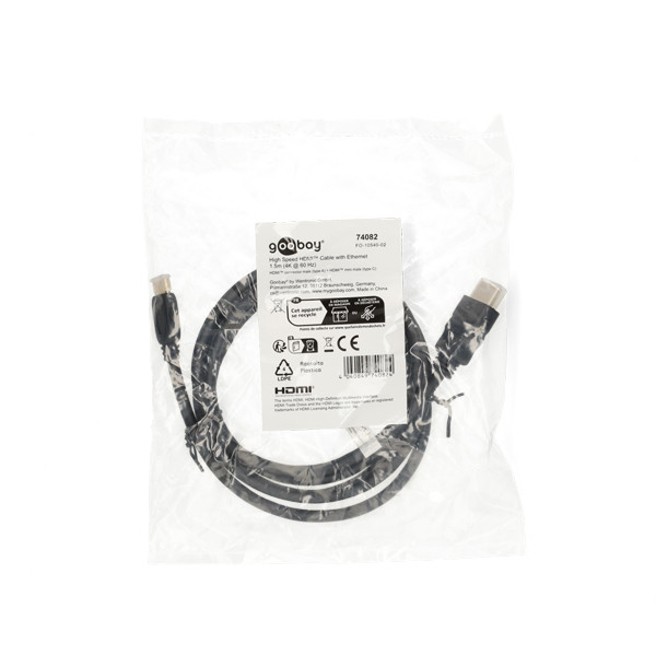 Goobay Mini HDMI naar HDMI kabel | Goobay | 1.5 meter (4K@60Hz, Ethernet, HDR, Verguld) 74082 K010214375 - 3