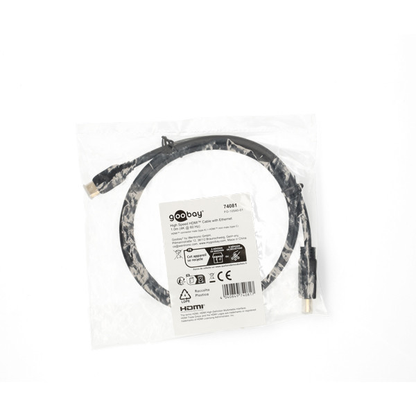 Goobay Mini HDMI naar HDMI kabel | Goobay | 1 meter (4K@60Hz, Ethernet, HDR, Verguld) 74081 K010214374 - 3