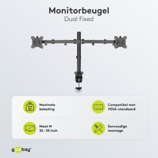 Goobay Monitorbeugel | Goobay | 17 tot 32 inch (Draai, zwenk en kantelbaar, 2 schermen, Max. 16 kg) 58529 K101501131 - 3