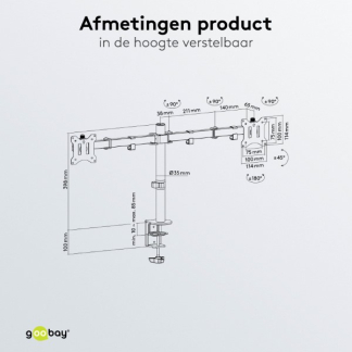 Goobay Monitorbeugel | Goobay | 17 tot 32 inch (Draai, zwenk en kantelbaar, 2 schermen, Max. 16 kg) 58529 K101501131 - 6