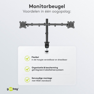 Goobay Monitorbeugel | Goobay | 17 tot 32 inch (Draai, zwenk en kantelbaar, 2 schermen, Max. 16 kg) 58529 K101501131 - 5