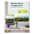 Goobay Monitorbeugels | Goobay | 13 tot 32 inch (Draai-, zwenk- en kantelbaar, Met laptopstandaard, Max. 12.5 kg) 70815 K170103459 - 3