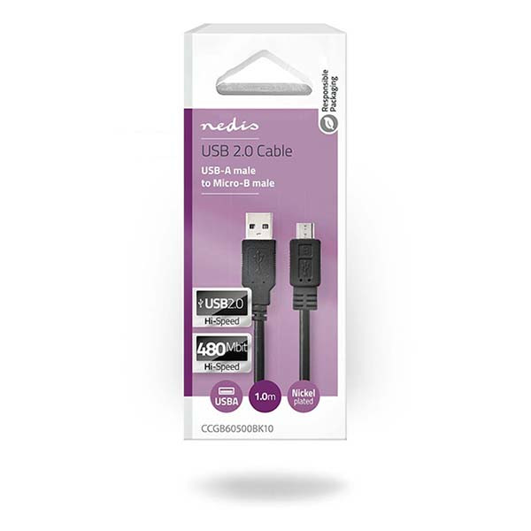 Goobay Motorola oplaadkabel | USB A ↔ Micro USB | 1 meter (USB 2.0, 7.5W, 480 Mbps, 100% koper, Zwart) 93918 CCGB60500BK10 CCGP60500BK10 D010201013 - 4