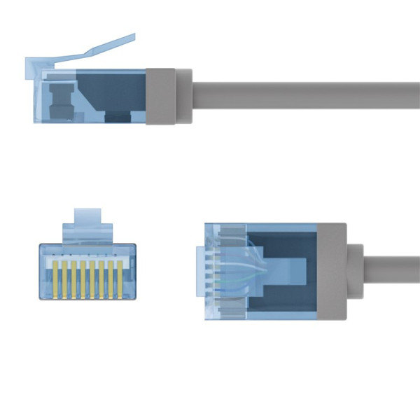 Goobay Netwerkkabel | Cat6a U/UTP | 3 meter (100% koper, LSZH, Slimline, Grijs) 74224 K060302405 - 3