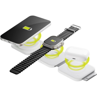 Goobay Opvouwbare draadloze oplader | Goobay | 3-in-1 (Qi,15W, Wit) 65312 K180107326 - 3
