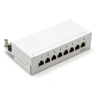 Goobay Patchpaneel | Cat6 S/FTP | 8 poorten (Desktop, Grijs) 93047 K090603063 - 1