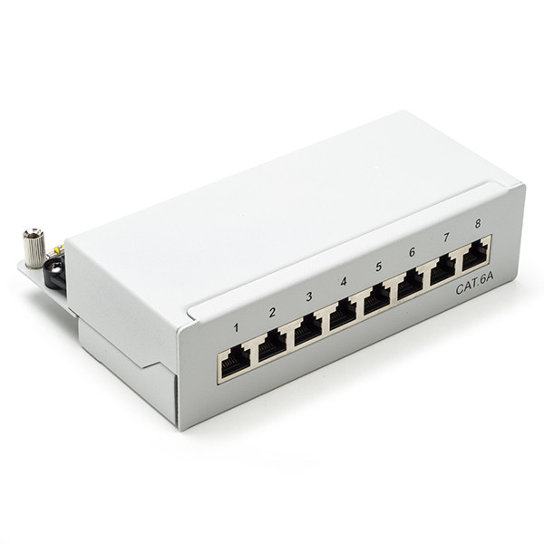 Goobay Patchpaneel | Cat6a S/FTP | 8 poorten (Desktop, Grijs) 62063 K090603069 - 1