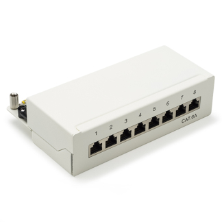 Goobay Patchpaneel | Cat6a S/FTP | 8 poorten (Desktop, Wit) 62067 K090603067 - 1