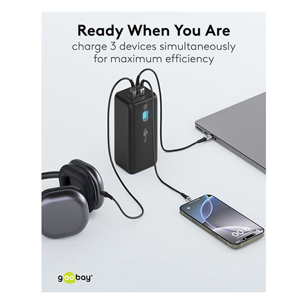 Goobay Powerbank | Goobay | 20.000 mAh (1x USB A, 2x USB C, 65W, Power Delivery, Batterij indicator) 76254 K070501354 - 5