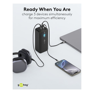 Goobay Powerbank | Goobay | 20.000 mAh (1x USB A, 2x USB C, 65W, Power Delivery, Batterij indicator) 76254 K070501354 - 5