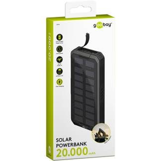 Goobay Powerbank | Goobay | 20.000 mAh (1x USB C, 2x USB A, 18W, Power Delivery, Zonnepaneel) 53934 K170108370 - 3