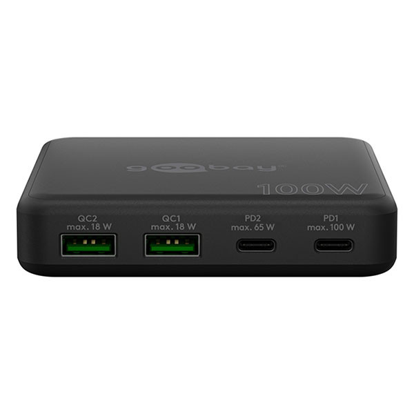 Goobay Powerbank | Goobay | 4 poorten (100W, 2x USB C, 2x USB A, Power Delivery, GaN, Zwart) 70764 K170108394 - 2