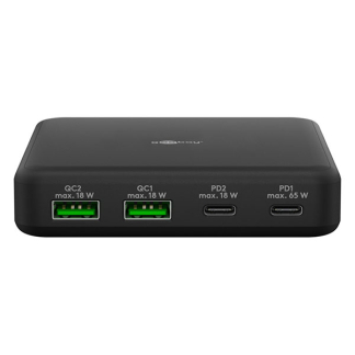 Goobay Powerbank | Goobay | 4 poorten (65W, GaN, 4 poorten, 2x USB C, 2x USB A, Power Delivery, Zwart) 65813 K170108393 - 2