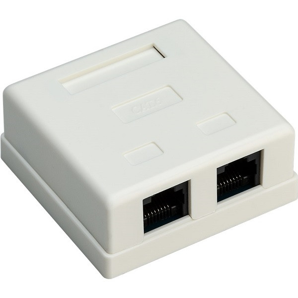 Goobay RJ45 wandcontactdoos | UTP (2x RJ45, Cat6, Horizontaal, Opbouw) 77633 K170108350 - 1