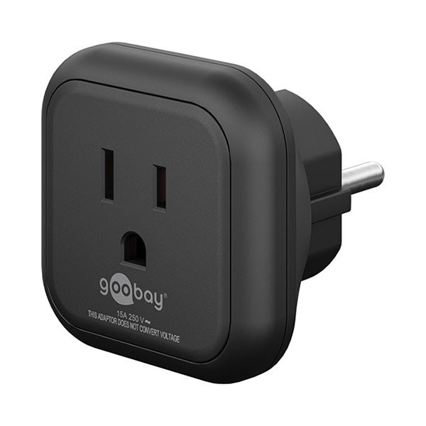 Goobay Reisstekker | Goobay | Amerika naar Europa (Geaard, Type F → Type B, Zwart) 45350 K050801094 - 1