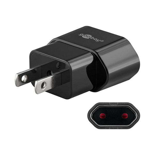 Goobay Reisstekker | Goobay | Europa naar Amerika (Ongeaard, Type C → Type A, Zwart) 45344 K050801098 - 1