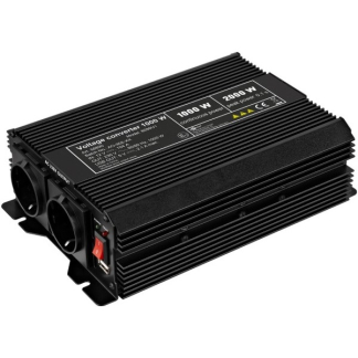 Goobay Spanningsomvormer | Goobay | 1000W (12 V DC – 230 V AC, Gemodificeerd, Dubbel stopcontact, USB A) 58890 K050801080 - 1