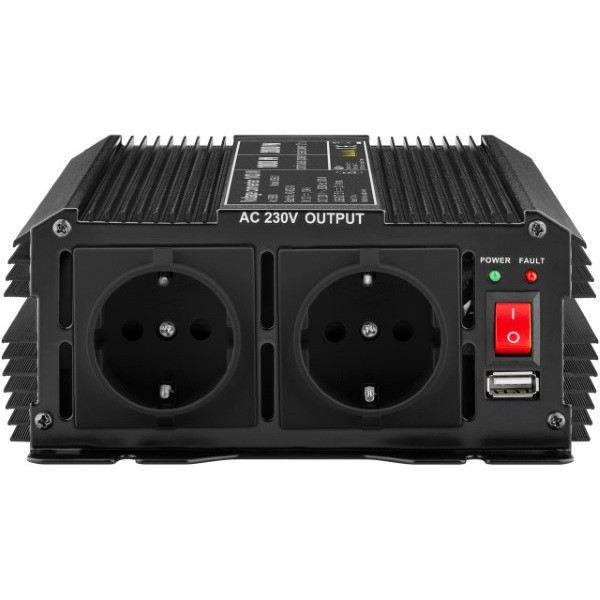 Goobay Spanningsomvormer | Goobay | 1000W (12 V DC – 230 V AC, Gemodificeerd, Dubbel stopcontact, USB A) 58890 K050801080 - 2