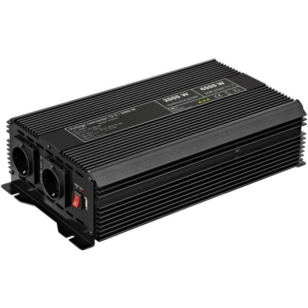 Goobay Spanningsomvormer | Goobay | 2000W (12 V DC – 230 V AC, Gemodificeerd, Dubbel stopcontact, USB A) 58891 K050801083 - 1