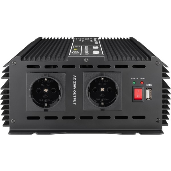 Goobay Spanningsomvormer | Goobay | 2000W (12 V DC – 230 V AC, Gemodificeerd, Dubbel stopcontact, USB A) 58891 K050801083 - 2
