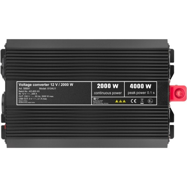Goobay Spanningsomvormer | Goobay | 2000W (12 V DC – 230 V AC, Gemodificeerd, Dubbel stopcontact, USB A) 58891 K050801083 - 4