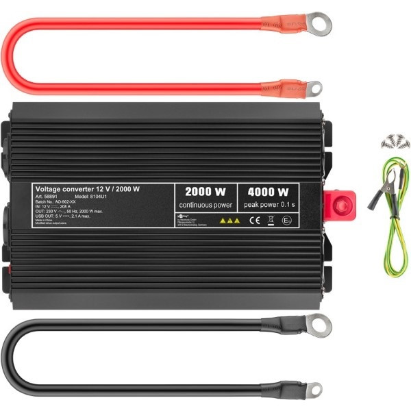 Goobay Spanningsomvormer | Goobay | 2000W (12 V DC – 230 V AC, Gemodificeerd, Dubbel stopcontact, USB A) 58891 K050801083 - 5