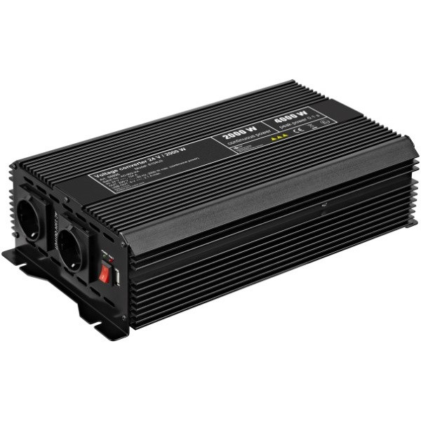 Goobay Spanningsomvormer | Goobay | 2000W (24 V DC – 230 V AC, Gemodificeerd, Dubbel stopcontact, USB A) 58895 K050801085 - 1