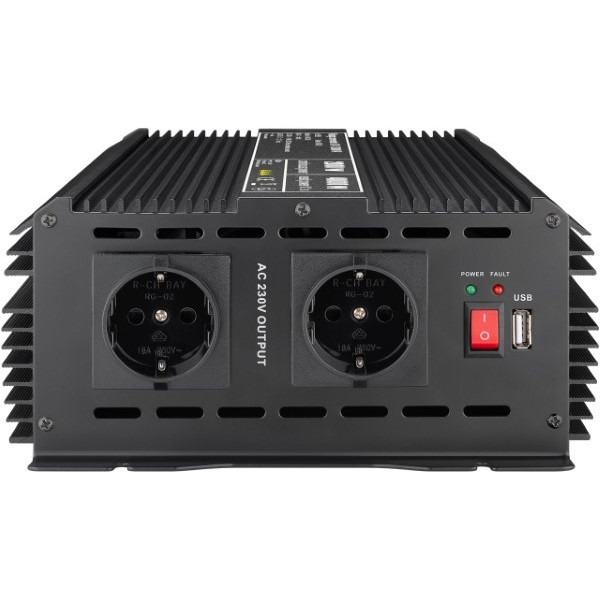 Goobay Spanningsomvormer | Goobay | 2000W (24 V DC – 230 V AC, Gemodificeerd, Dubbel stopcontact, USB A) 58895 K050801085 - 2