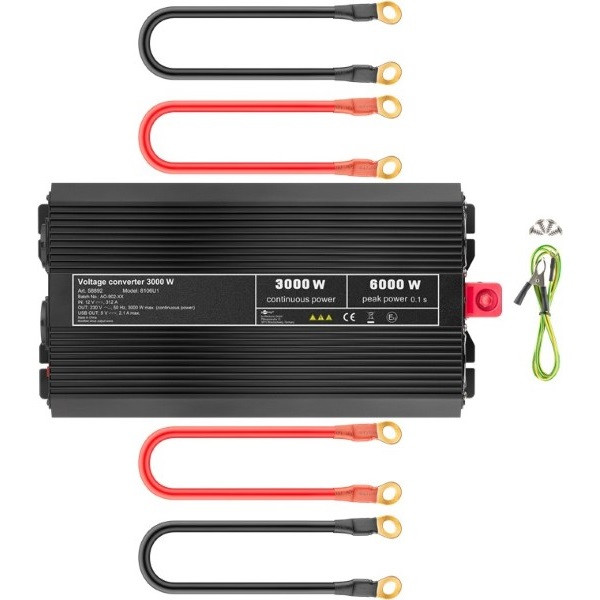Goobay Spanningsomvormer | Goobay | 3000W (12 V DC – 230 V AC, Gemodificeerd, Dubbel stopcontact, USB A) 58892 K050801084 - 5
